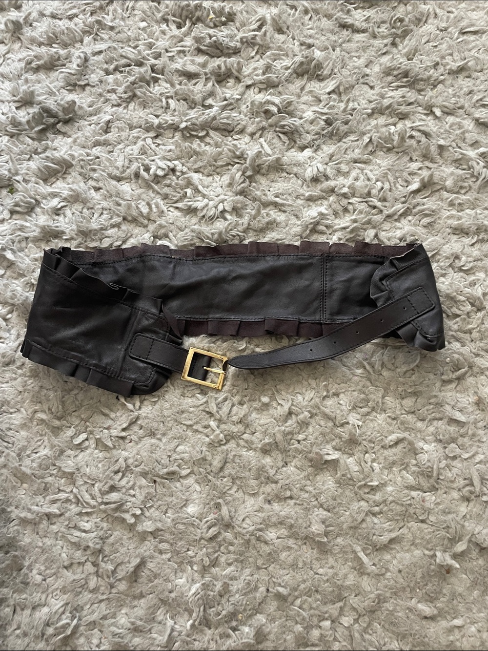Arden B Wide Waist Belt with Gold Buckle